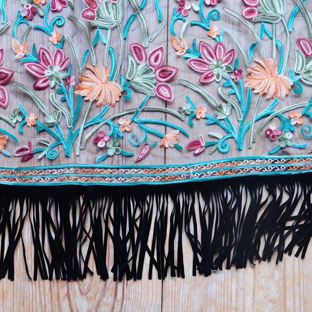Sheer embroidered kimono
